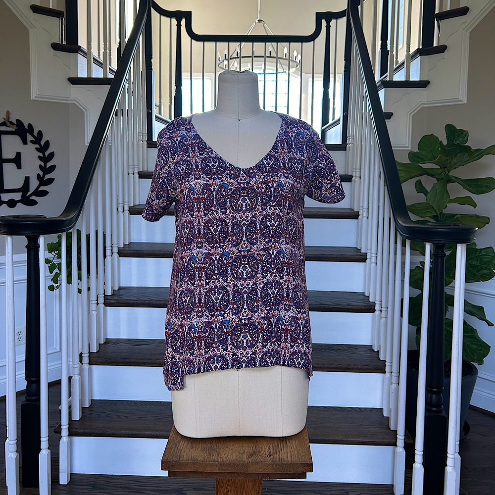 Ella Moss paisley mixed print short sleeve top. Small.